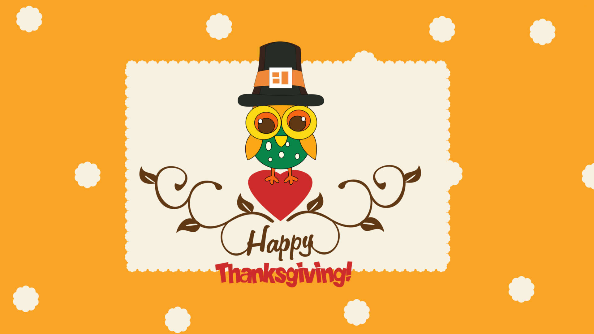 Cute Owl Thanksgiving Art Background