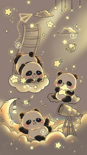 Cute Panda Bears Girly Galaxy