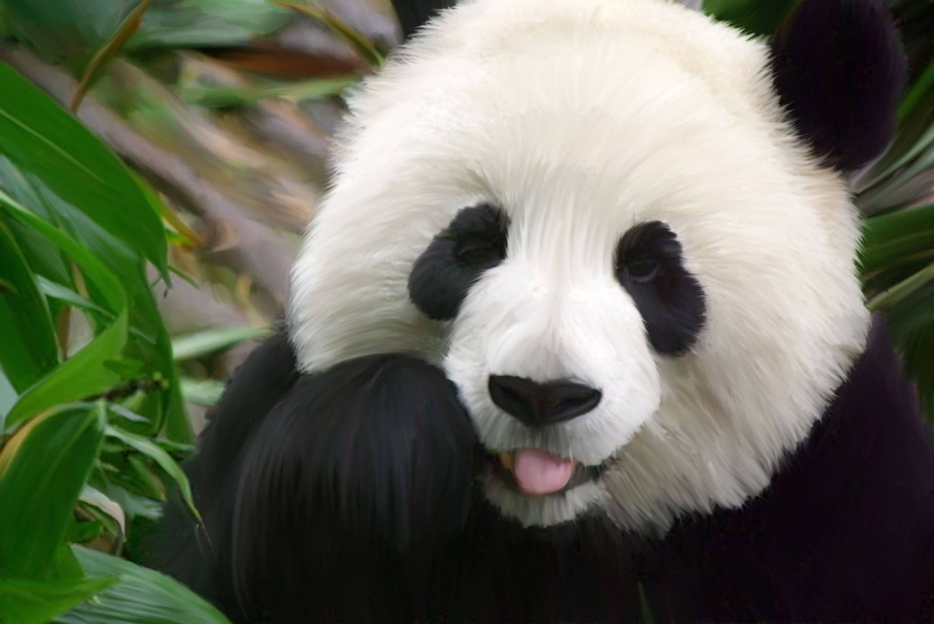 Cute Panda Digital Painting Background