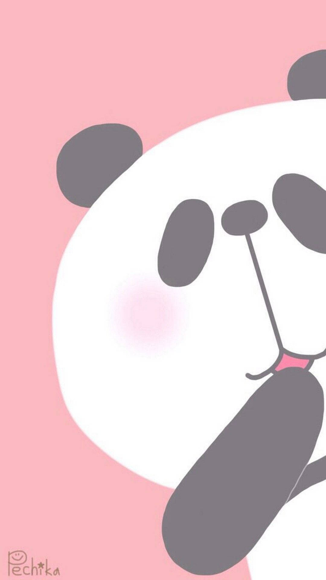 Cute Panda In Chibi Style Background