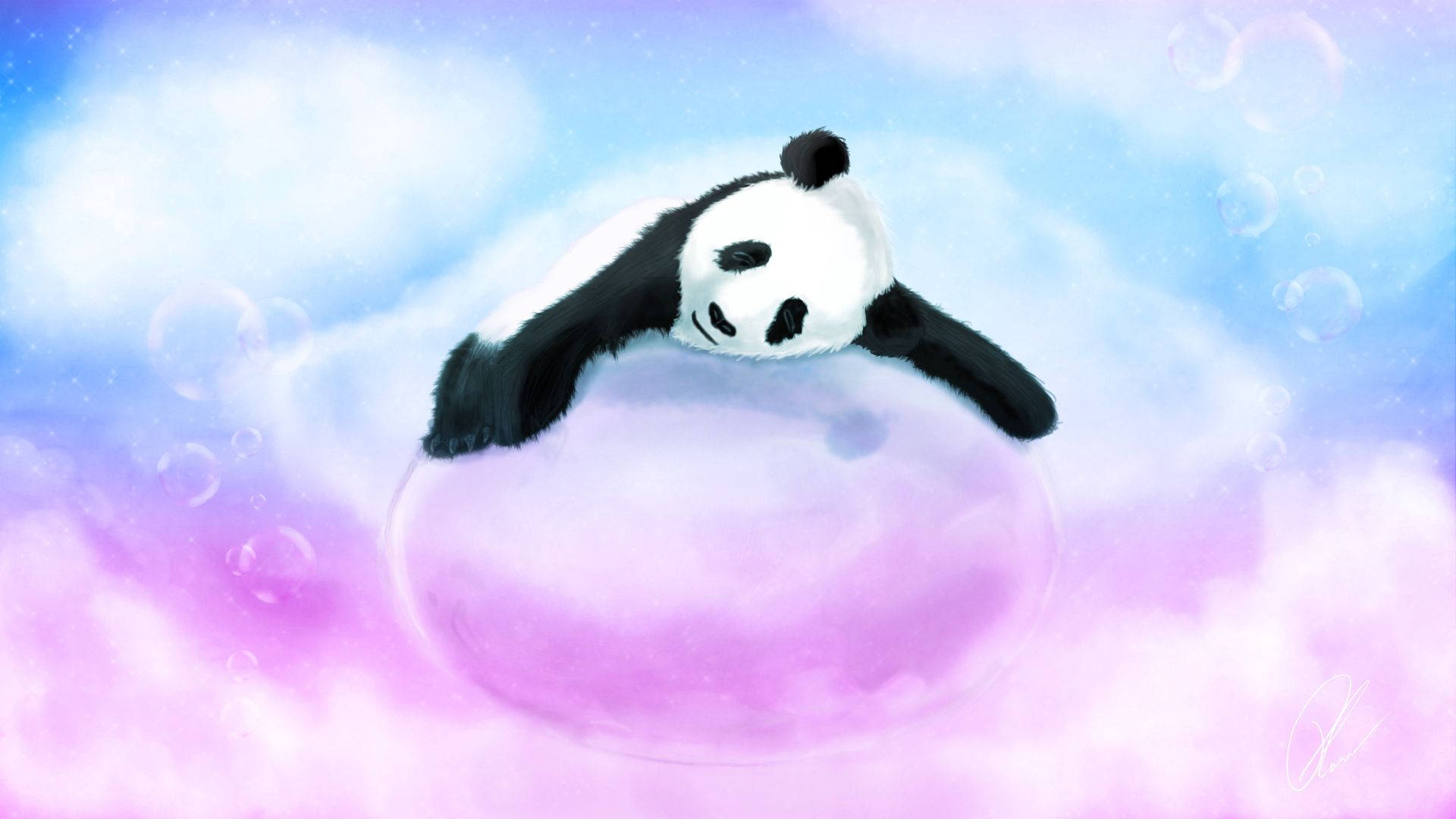 Cute Panda Paint Art Background
