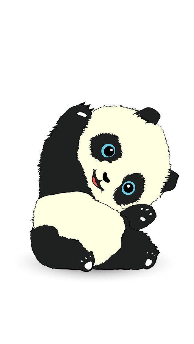 Cute Panda With Blue Eyes Background