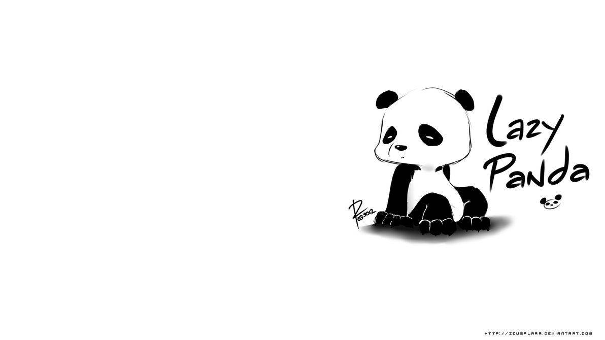 Cute Panda With Lazy Panda Text Background