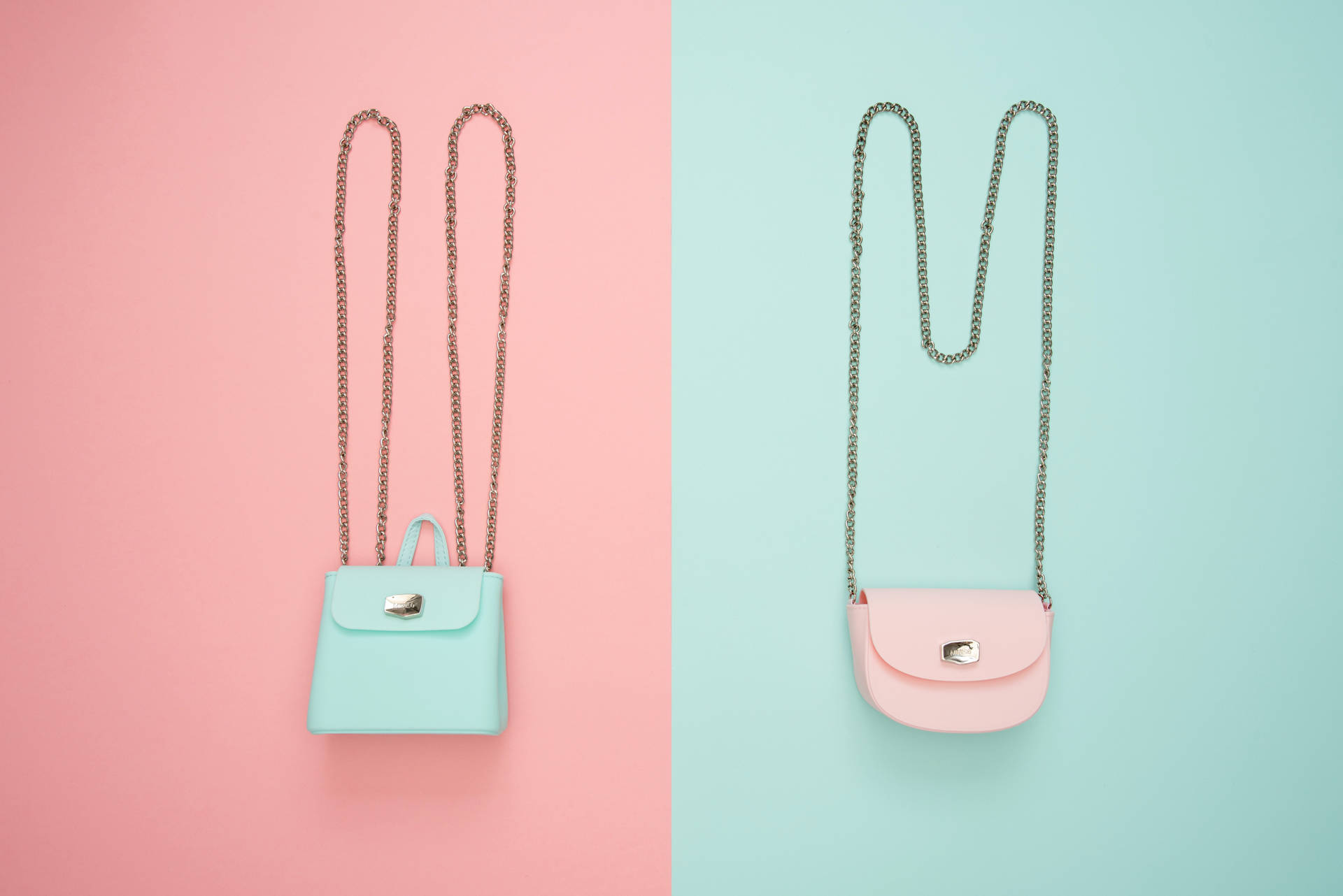 Cute Pastel Aesthetic Pink And Blue Bags Background