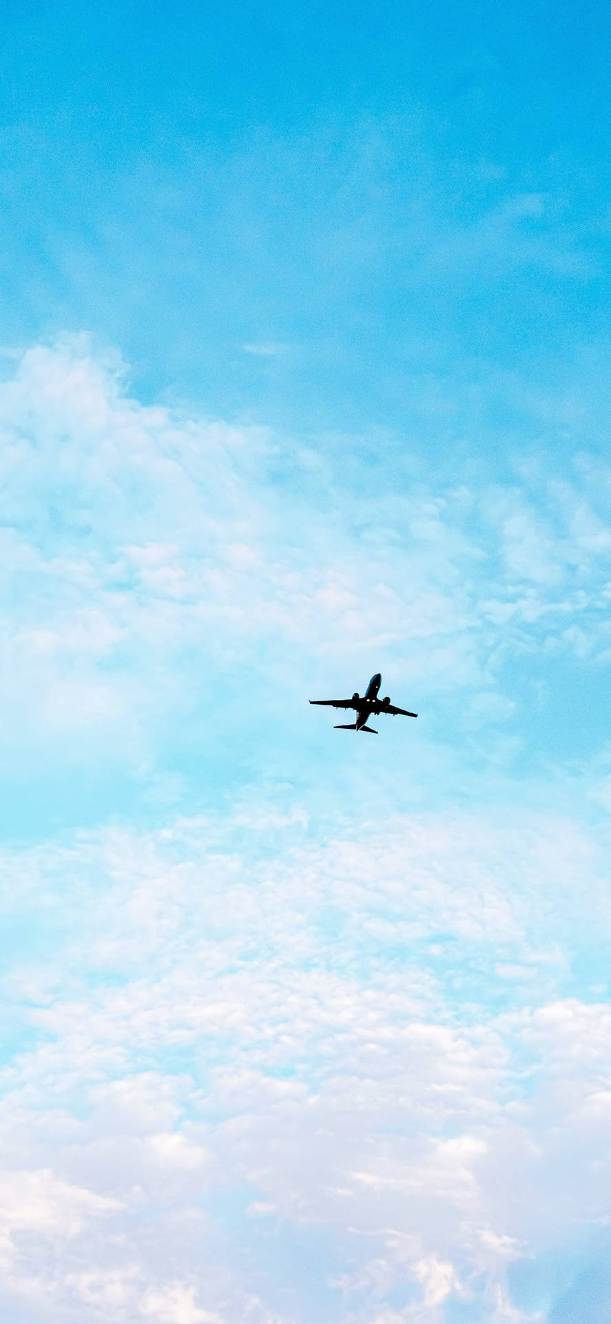 Cute Pastel Blue Aesthetic Airplane In Sky