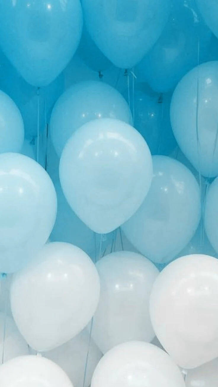 Cute Pastel Blue Aesthetic Balloons Background
