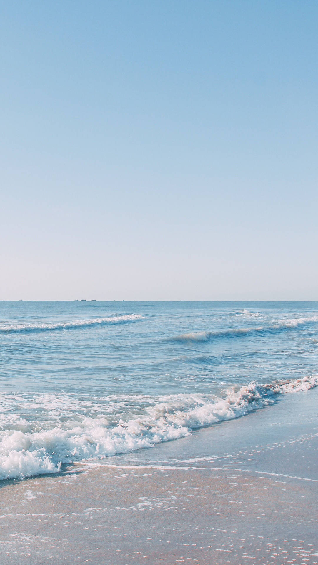 Cute Pastel Blue Aesthetic Beach With Blue Sky Background