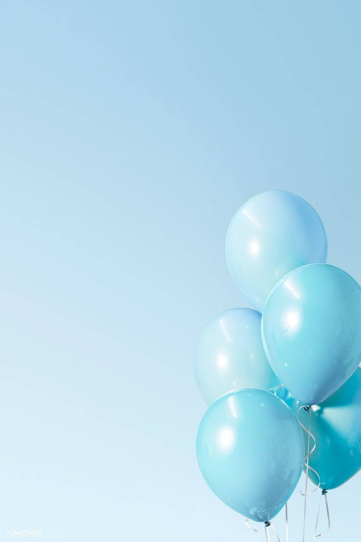 Cute Pastel Blue Aesthetic Five Balloons Background