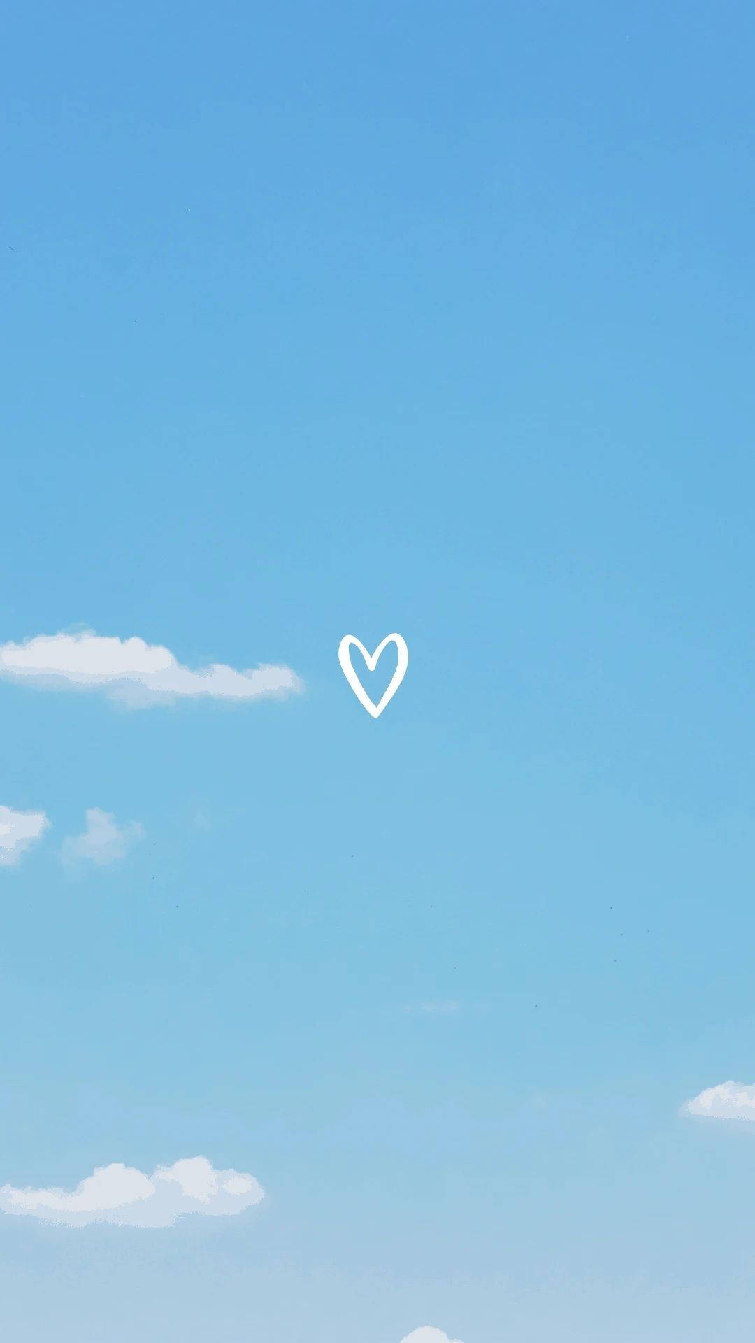 Cute Pastel Blue Aesthetic Heart Line Art Background