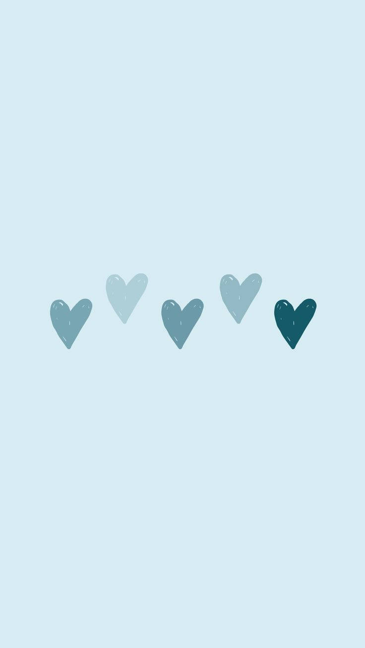 Cute Pastel Blue Aesthetic Little Hearts Background