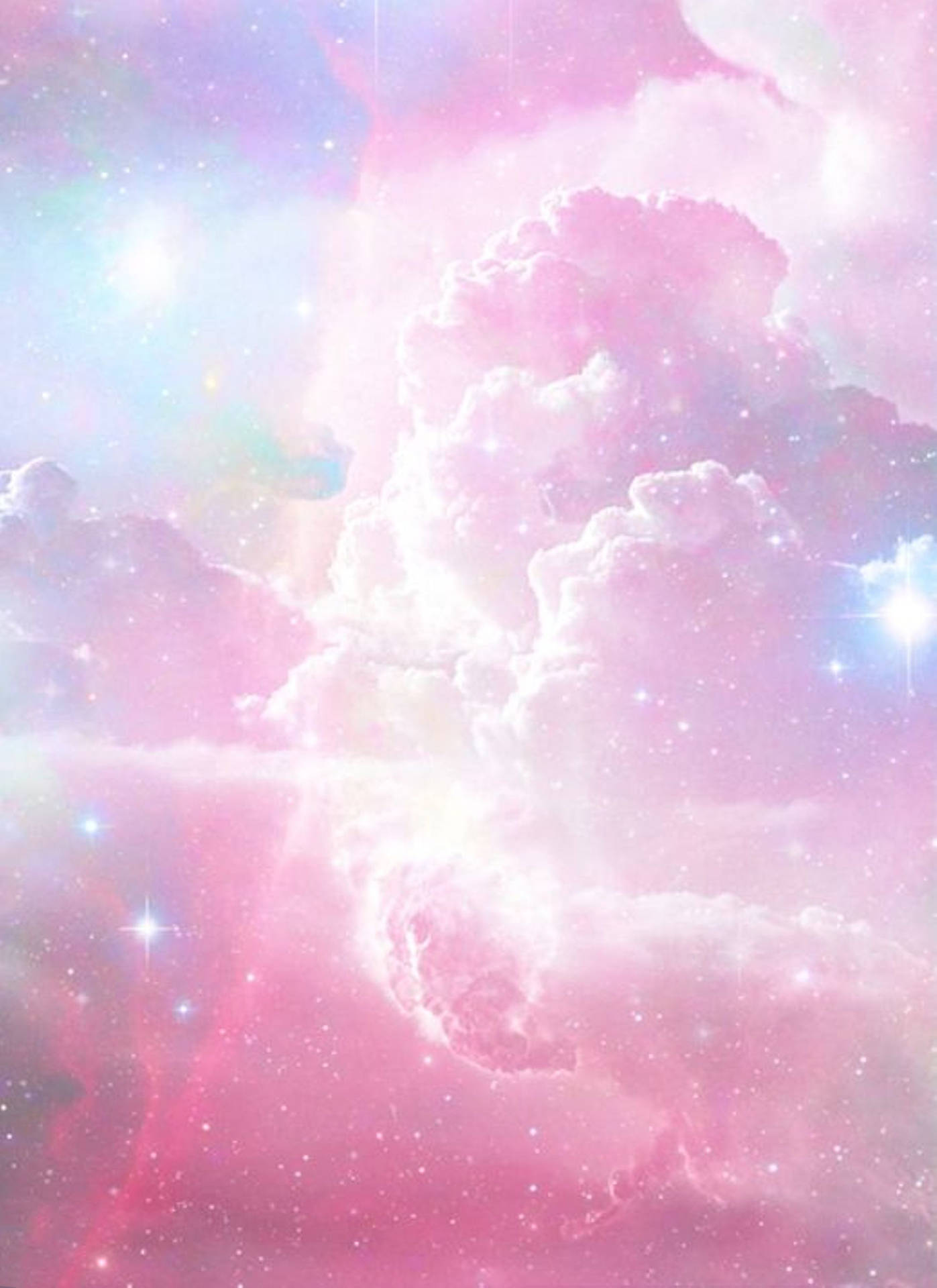 Cute Pastel Colors Sparkly Clouds Background