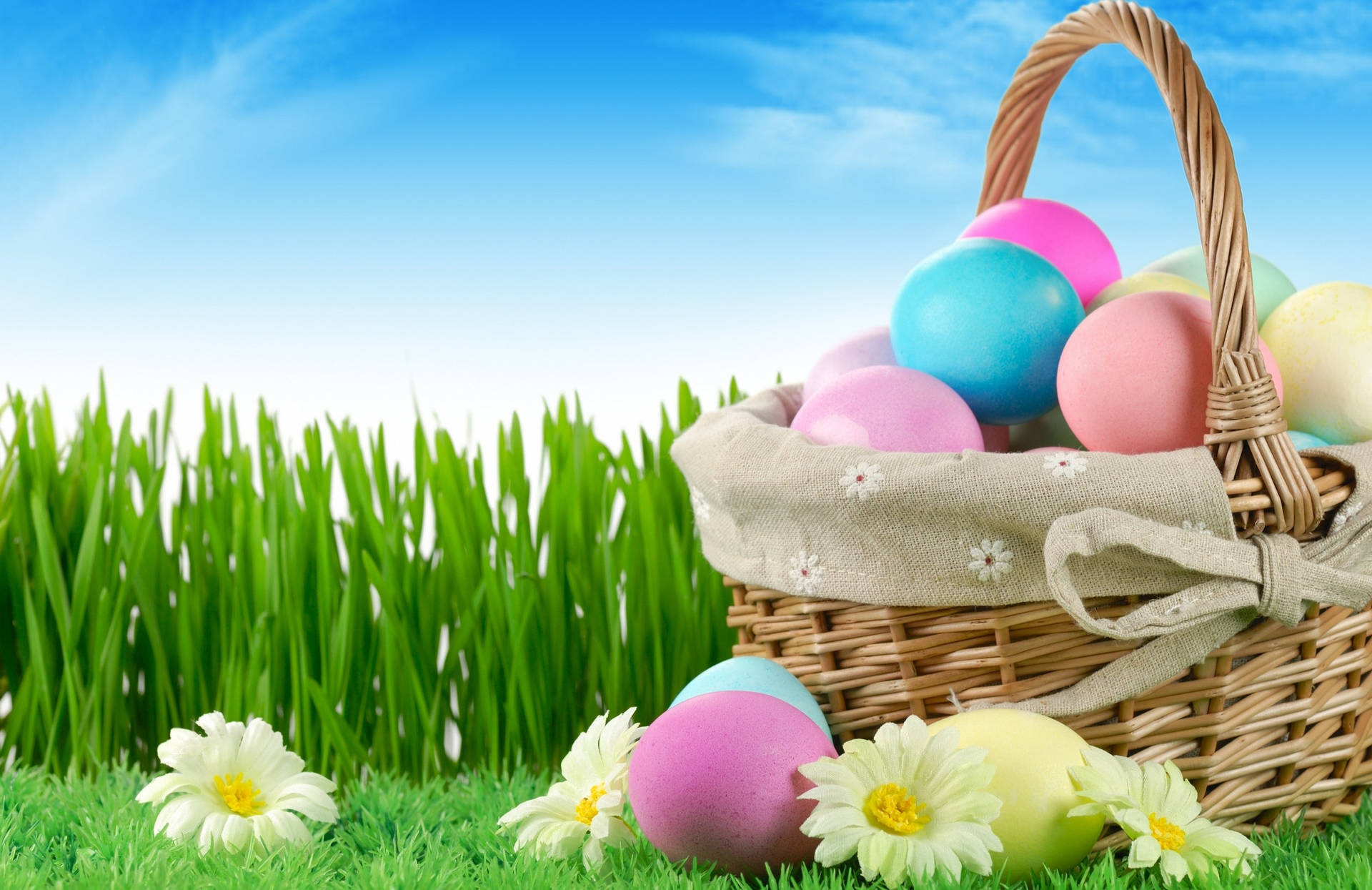 Cute Pastel Easter Eggs Background