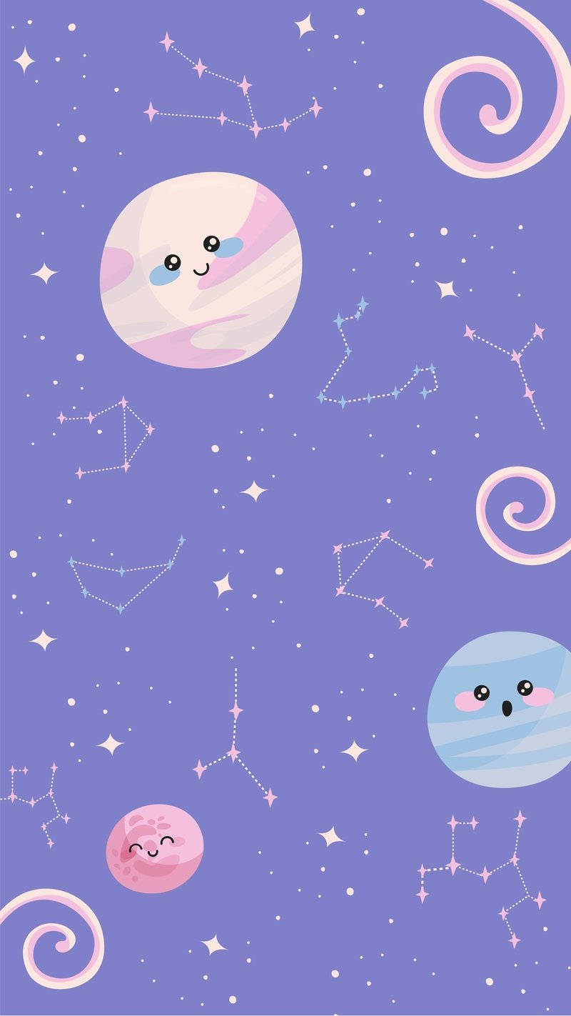 Cute Pastel Galaxy Planets And Constellations