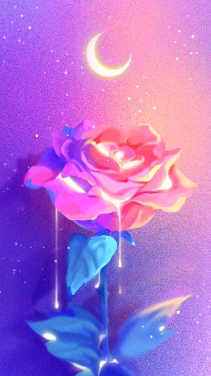 Cute Pastel Galaxy Rose Background