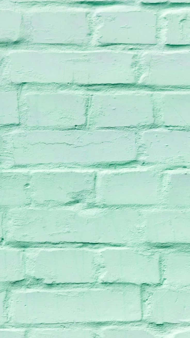 Cute Pastel Green Brick Wall Background
