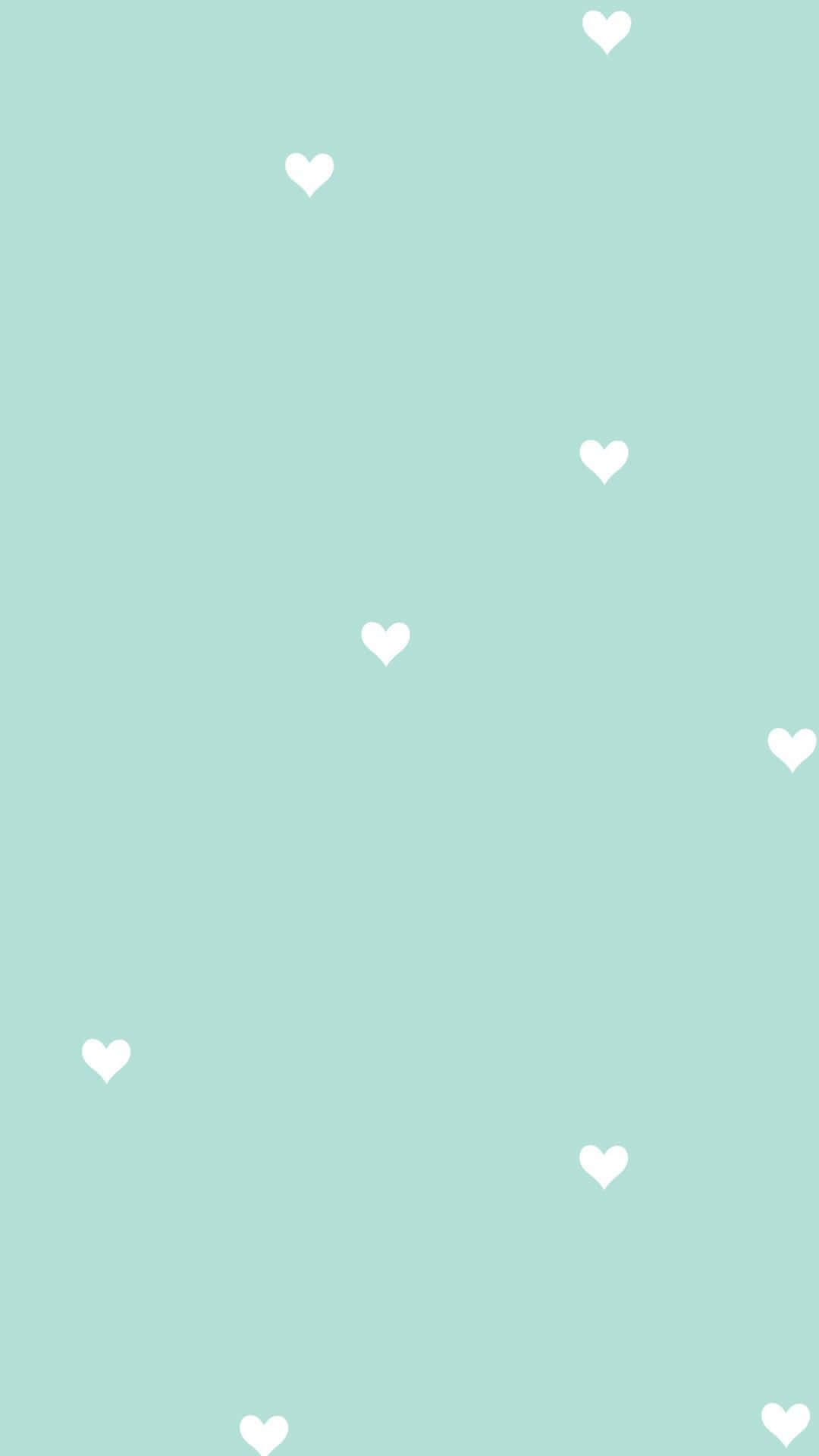 Cute Pastel Green Cute Small Hearts Background