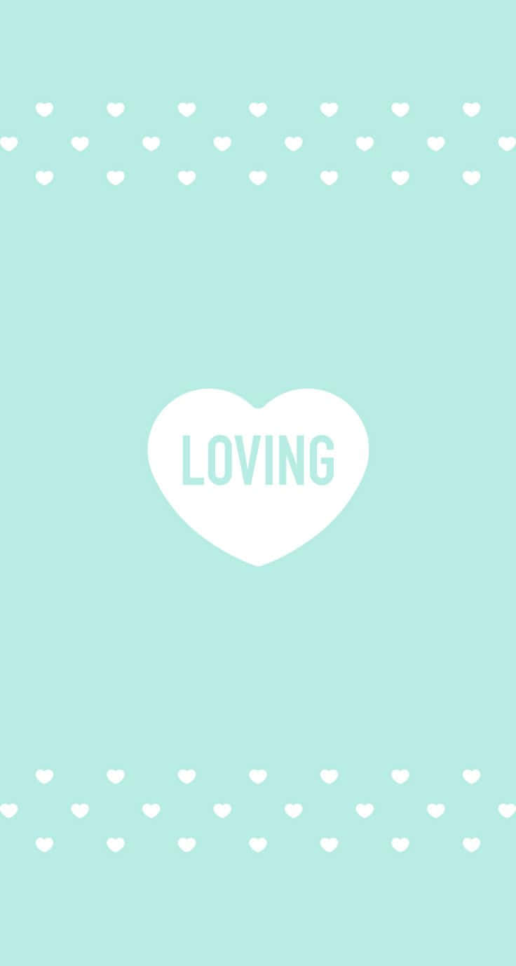 Cute Pastel Green Loving Heart Background