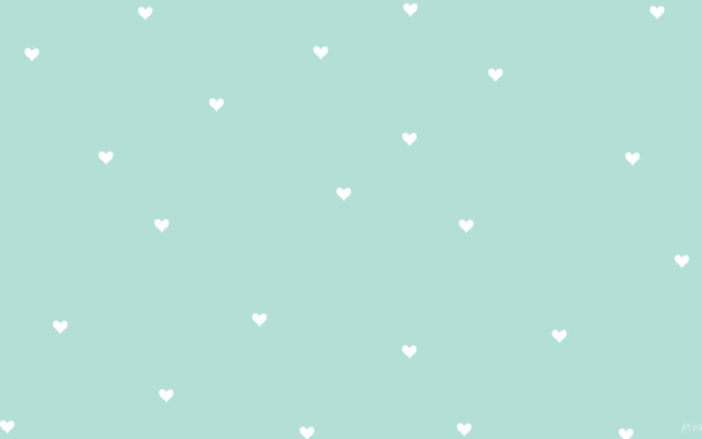 Cute Pastel Green White Hearts Pattern. Background