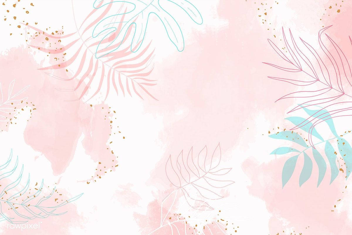 Cute Pastel Pink And Blue Leaves Background