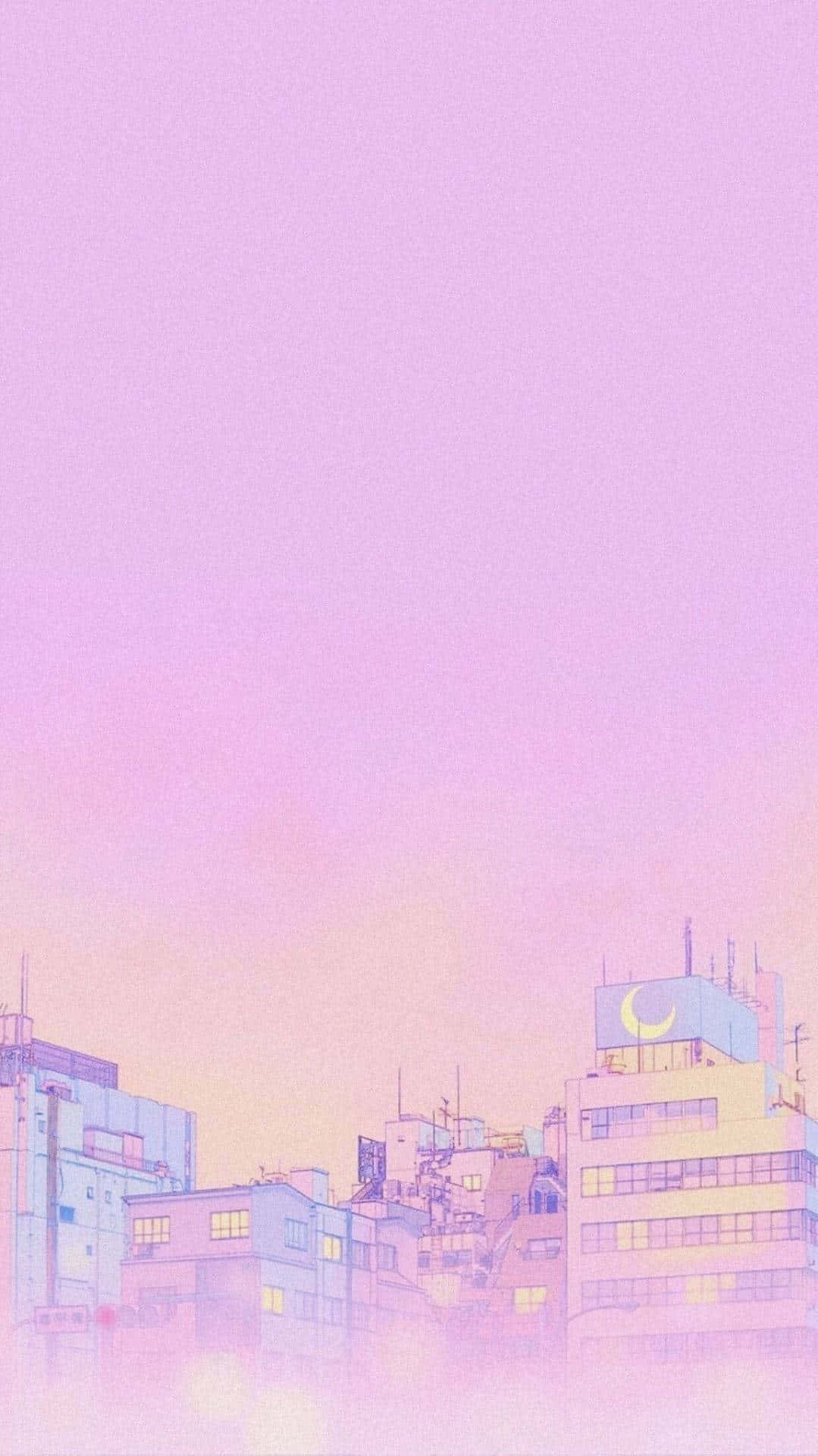 Cute Pastel Pink City Phone Background