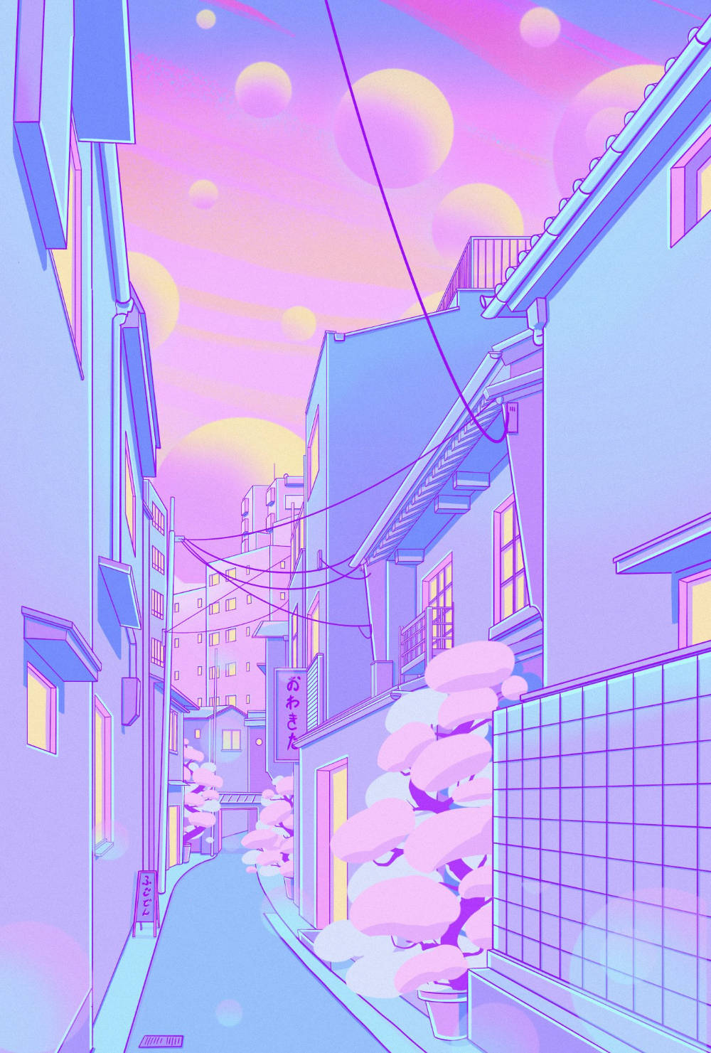 Cute Pastel Purple Street Background