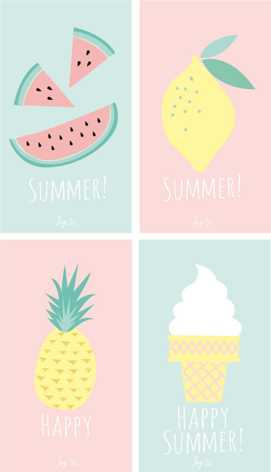 Cute Pastel Summer Collage Phone Background