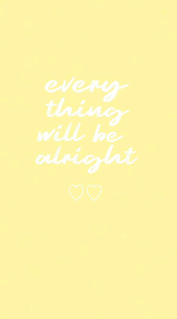 Cute Pastel Yellow Aesthetic Hearts Quote