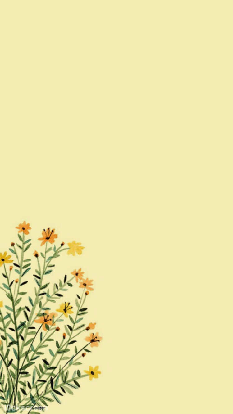 Cute Pastel Yellow Small Flowers Background