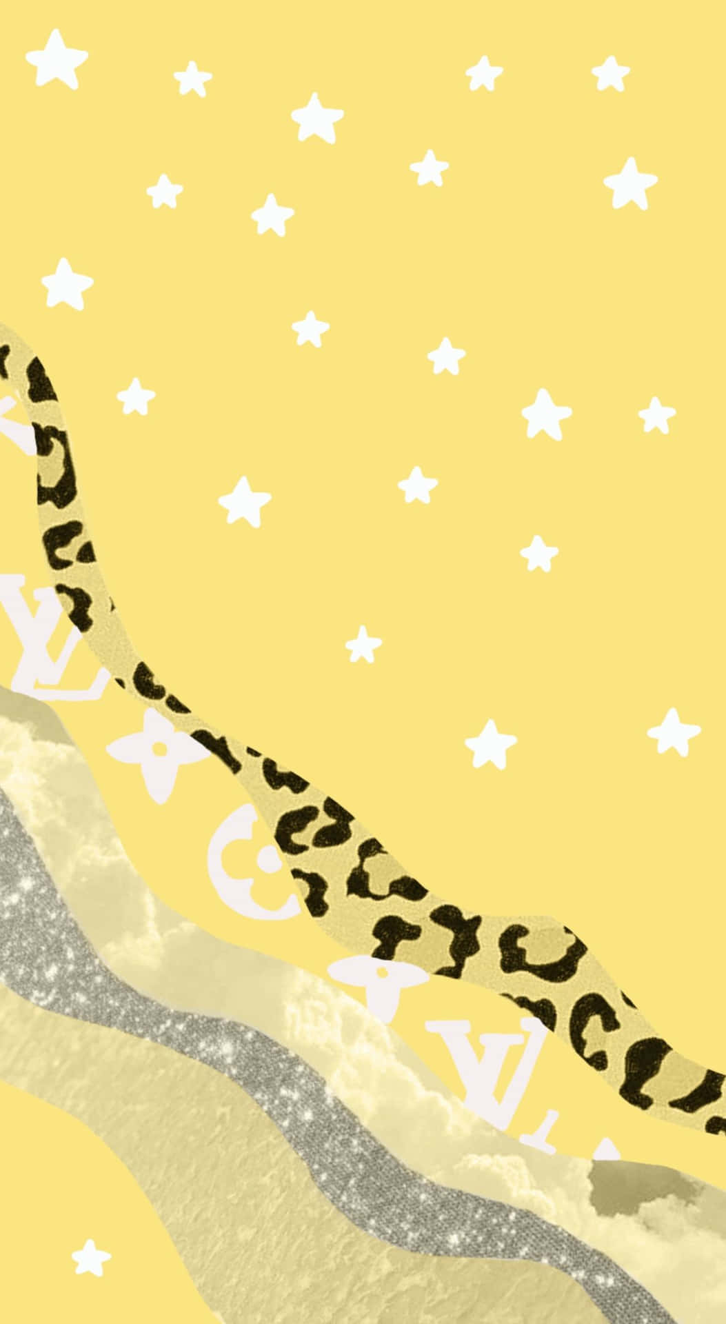 Cute Pastel Yellow With Stars And Patterns Background