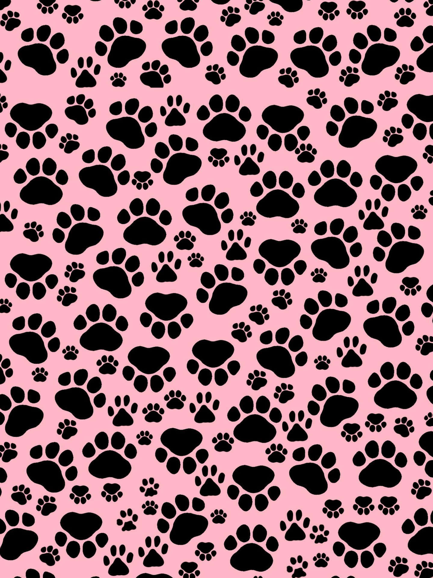 Cute Paw Prints In Black And Pink Iphone Background