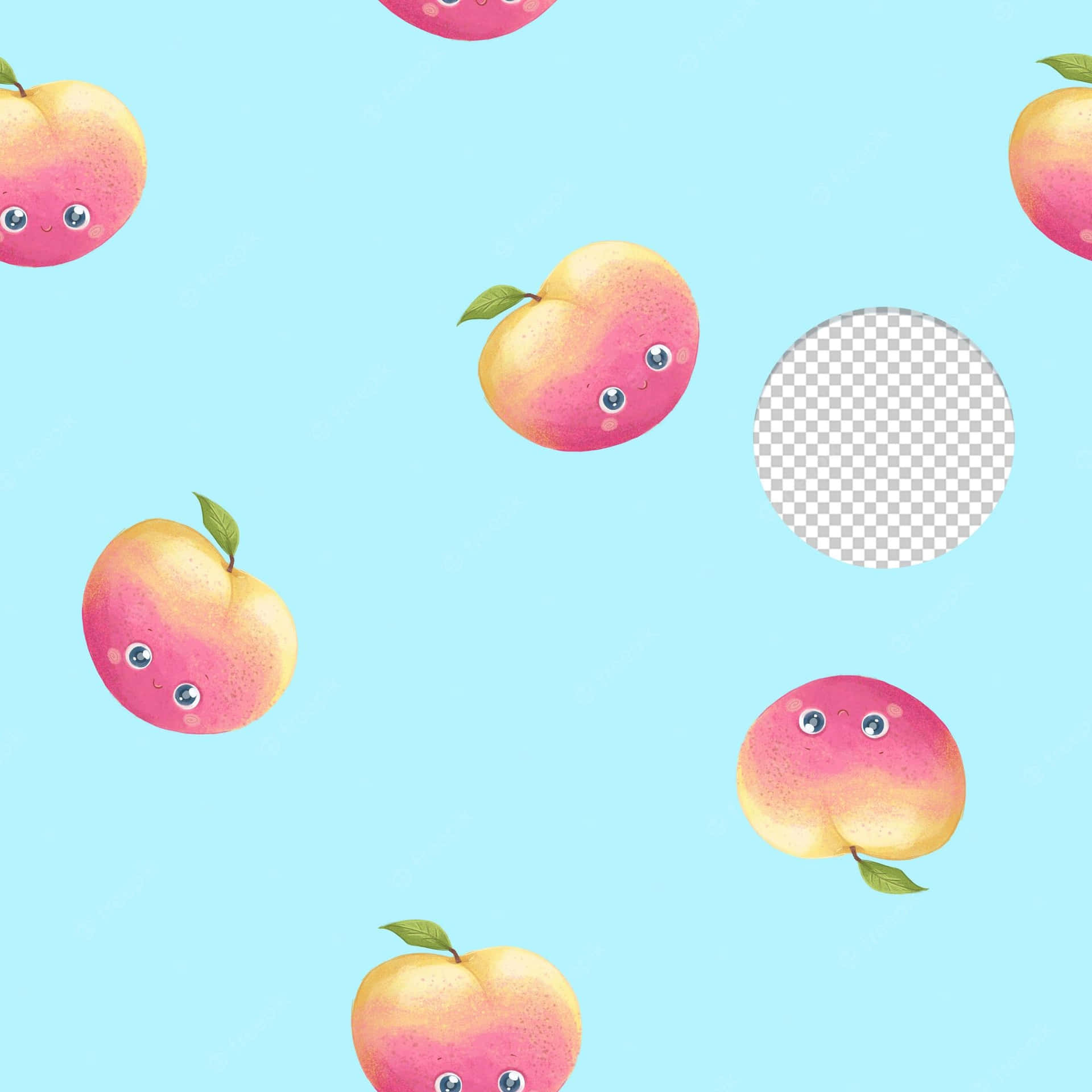 Cute Peach Eye Art Blue Background Background