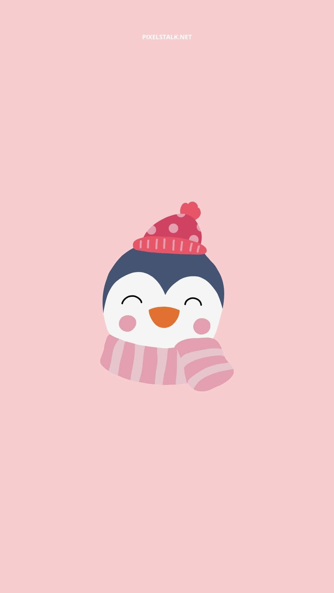 Cute Penguin Winter Scarf Phone Background