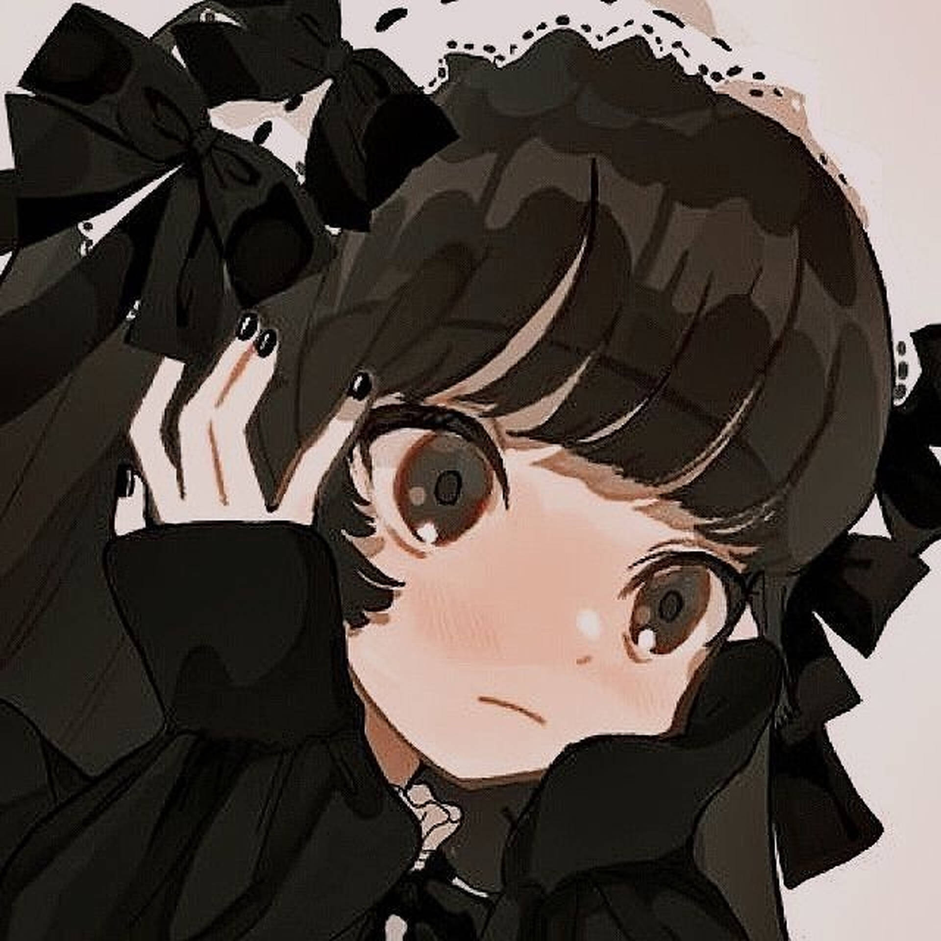 Cute Pfp Anime Girl With Bows Background