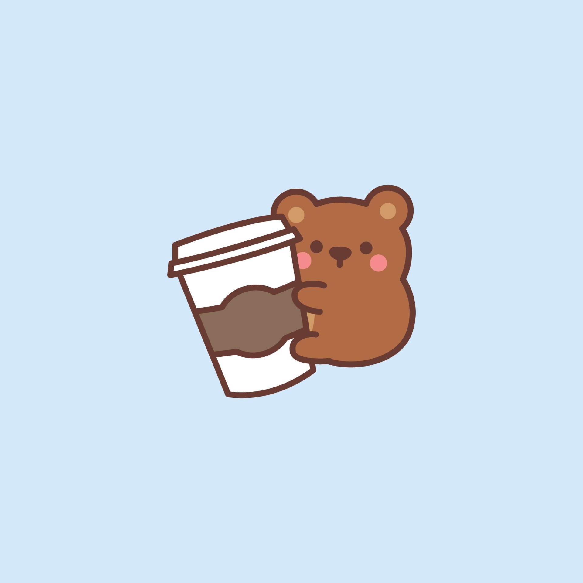 Cute Pfp Bear With Coffee Cup Background