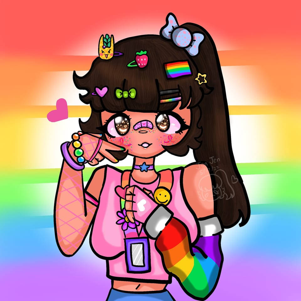 Cute Pfp Rainbow Girl