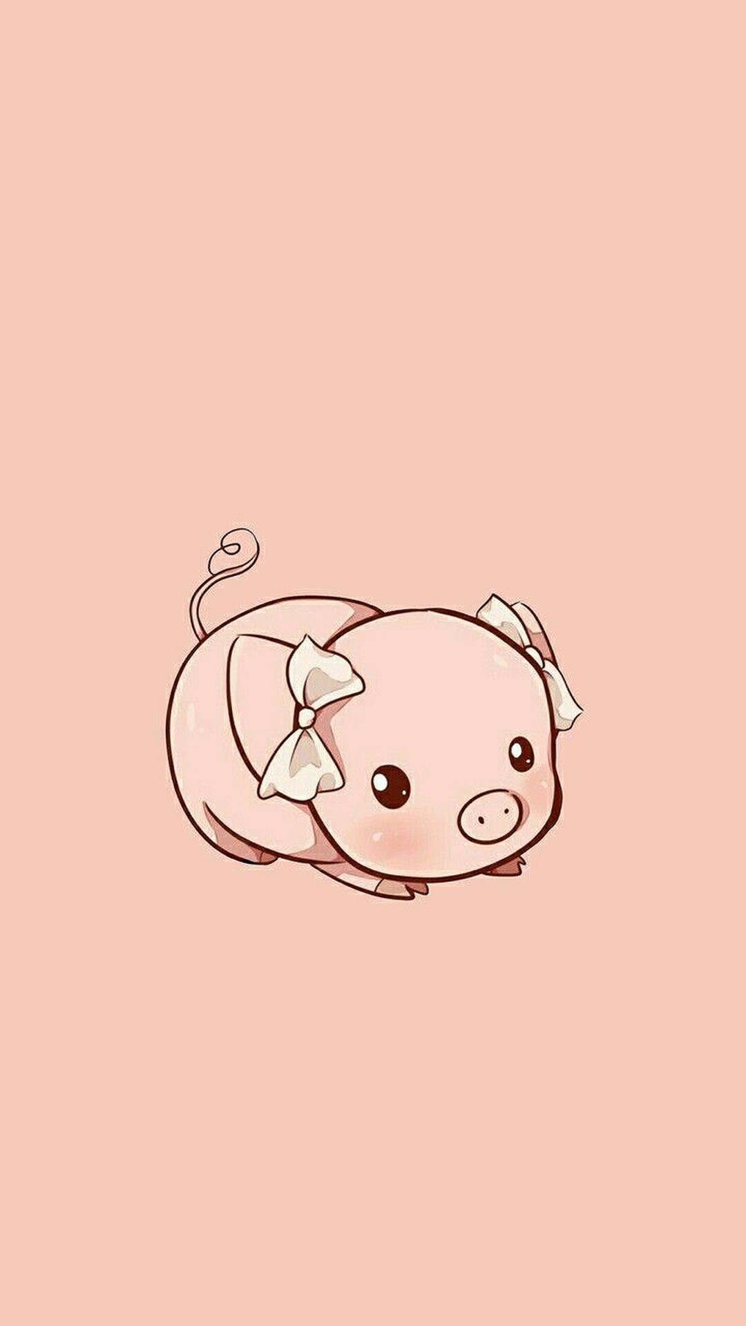Cute Pig Pink Bow Background