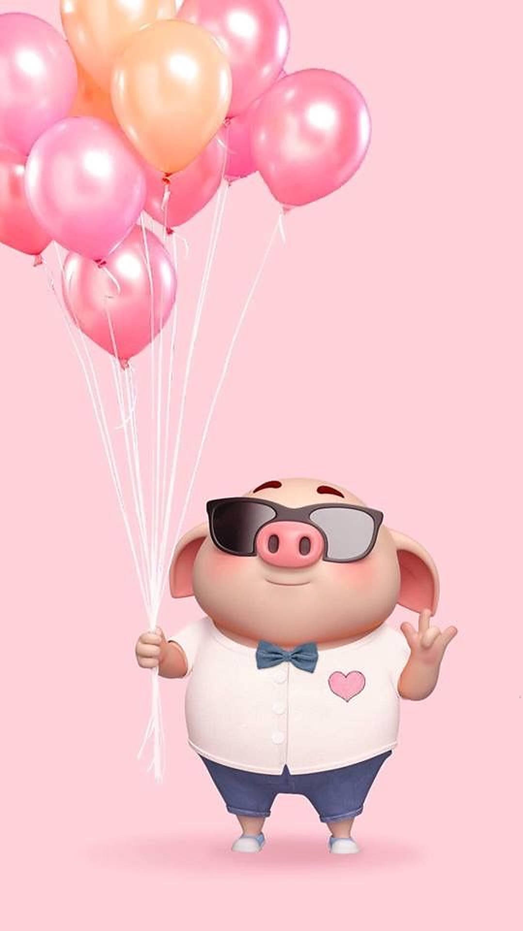 Cute Pig With Balloons