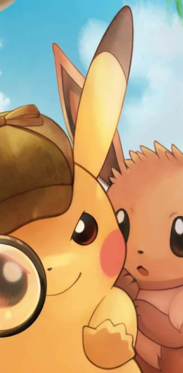 Cute Pikachu And Eevee, Ready To Play Background