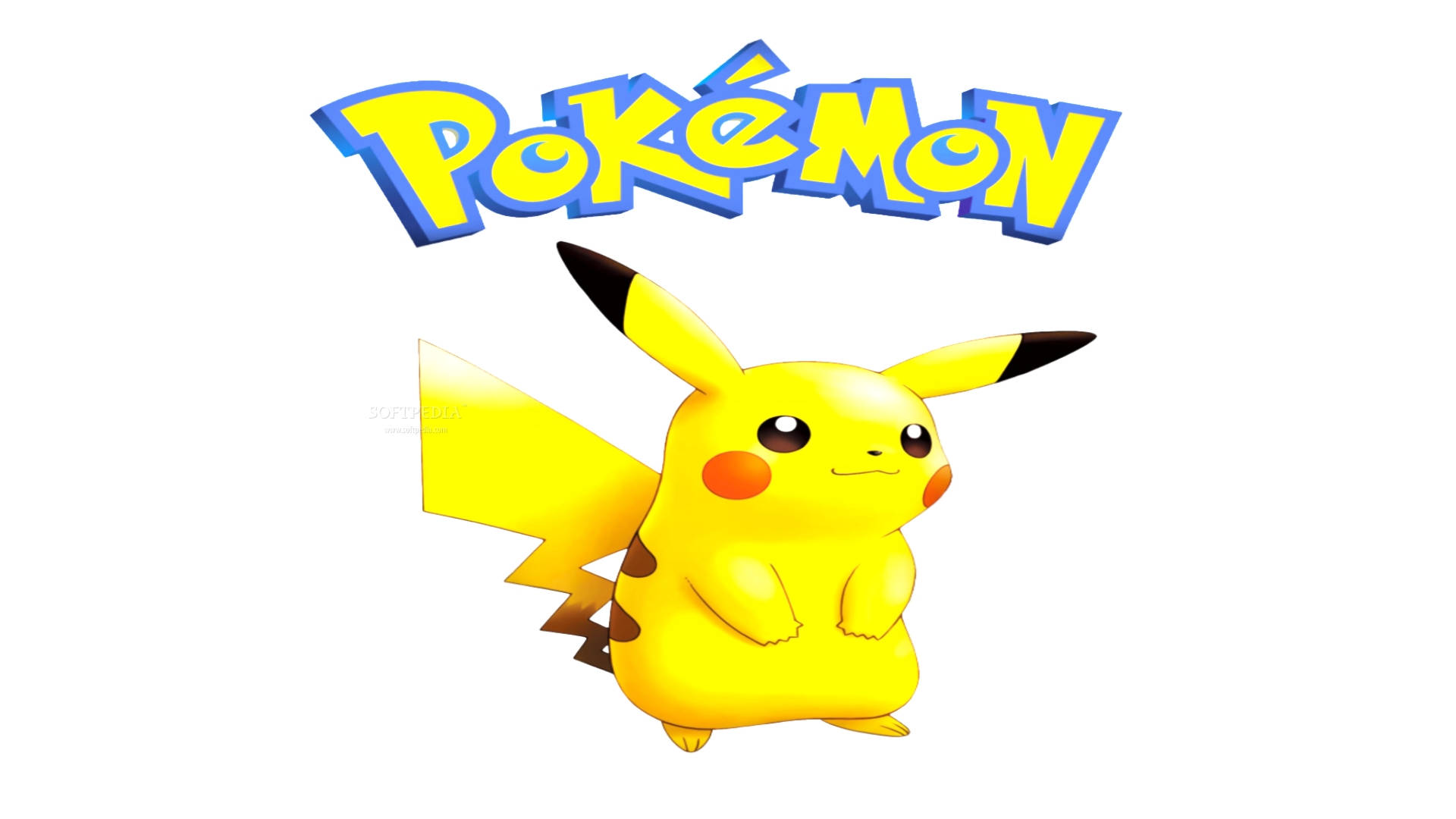 Cute Pikachu With Pokemon Logo Background