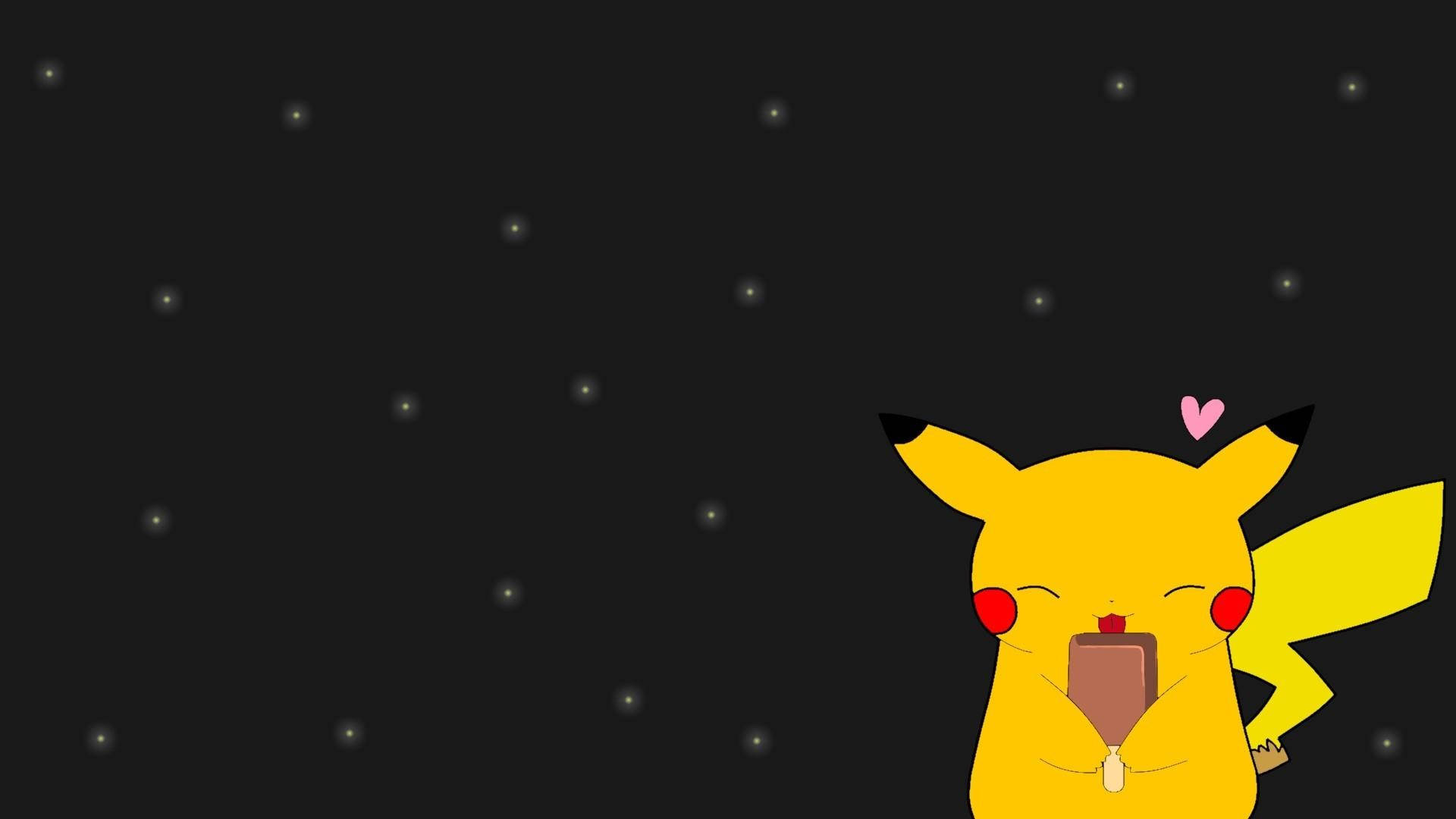 Cute Pikachu With Popsicle Background