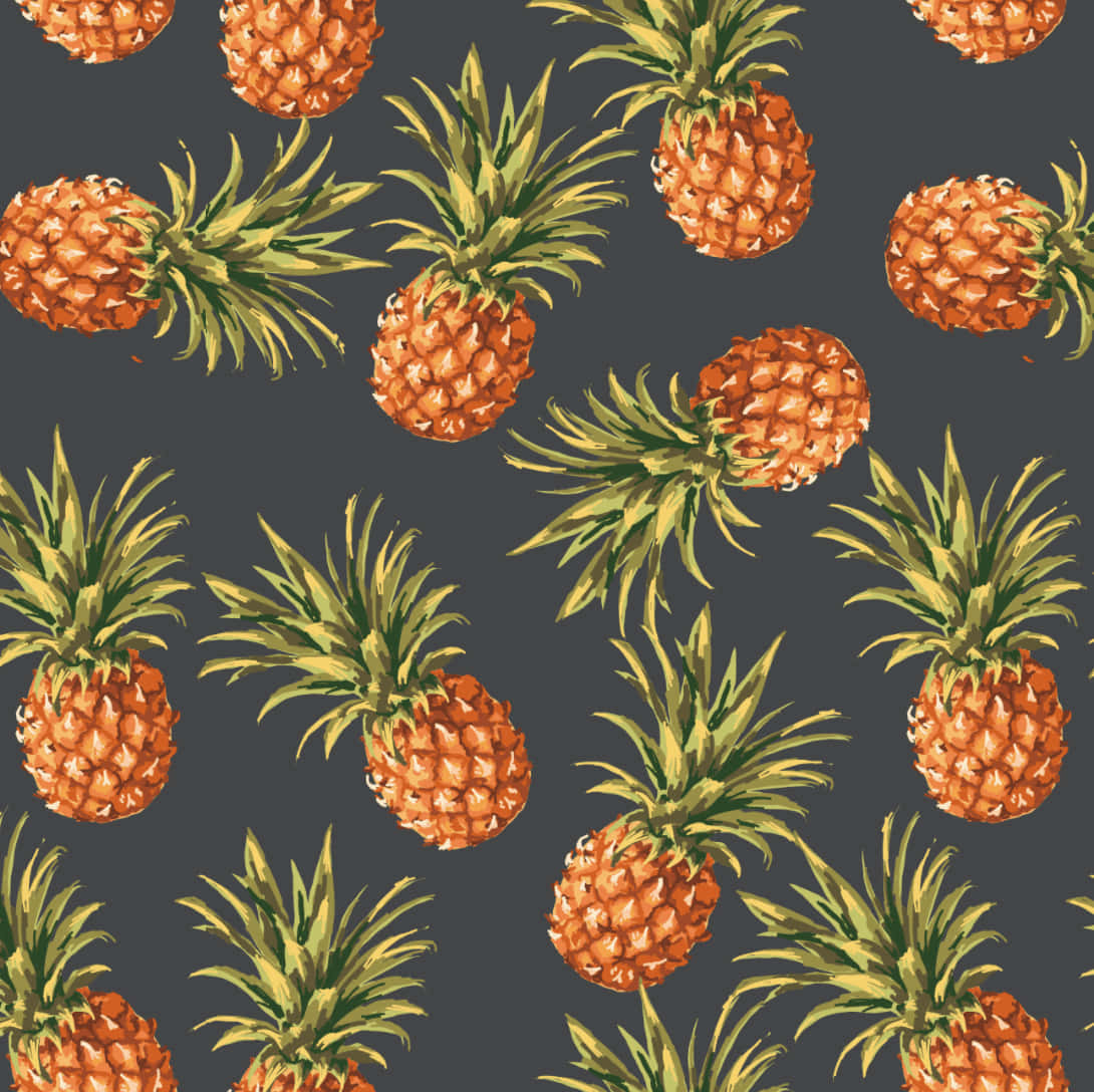 Cute Pineapple Black Background Background