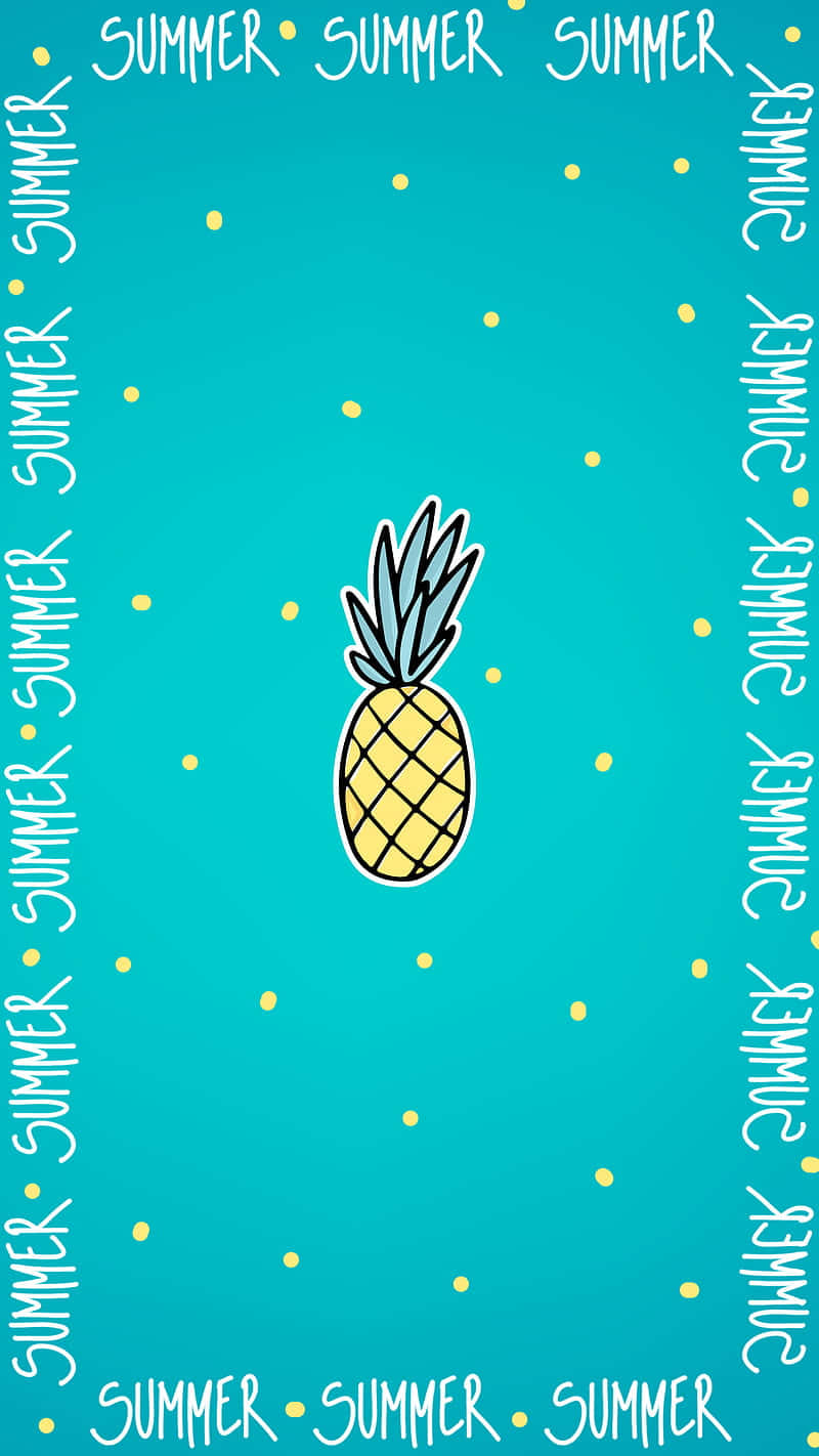 Cute Pineapple Cartoon Summer Background