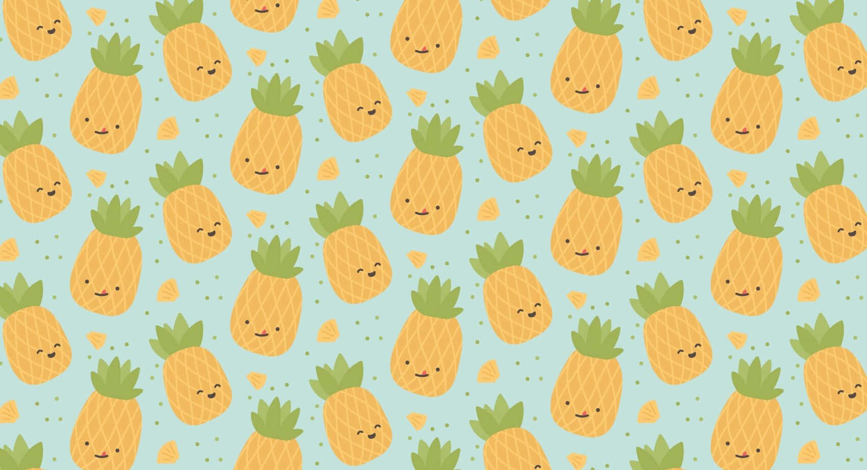 Cute Pineapple In Yellow Patterns Background