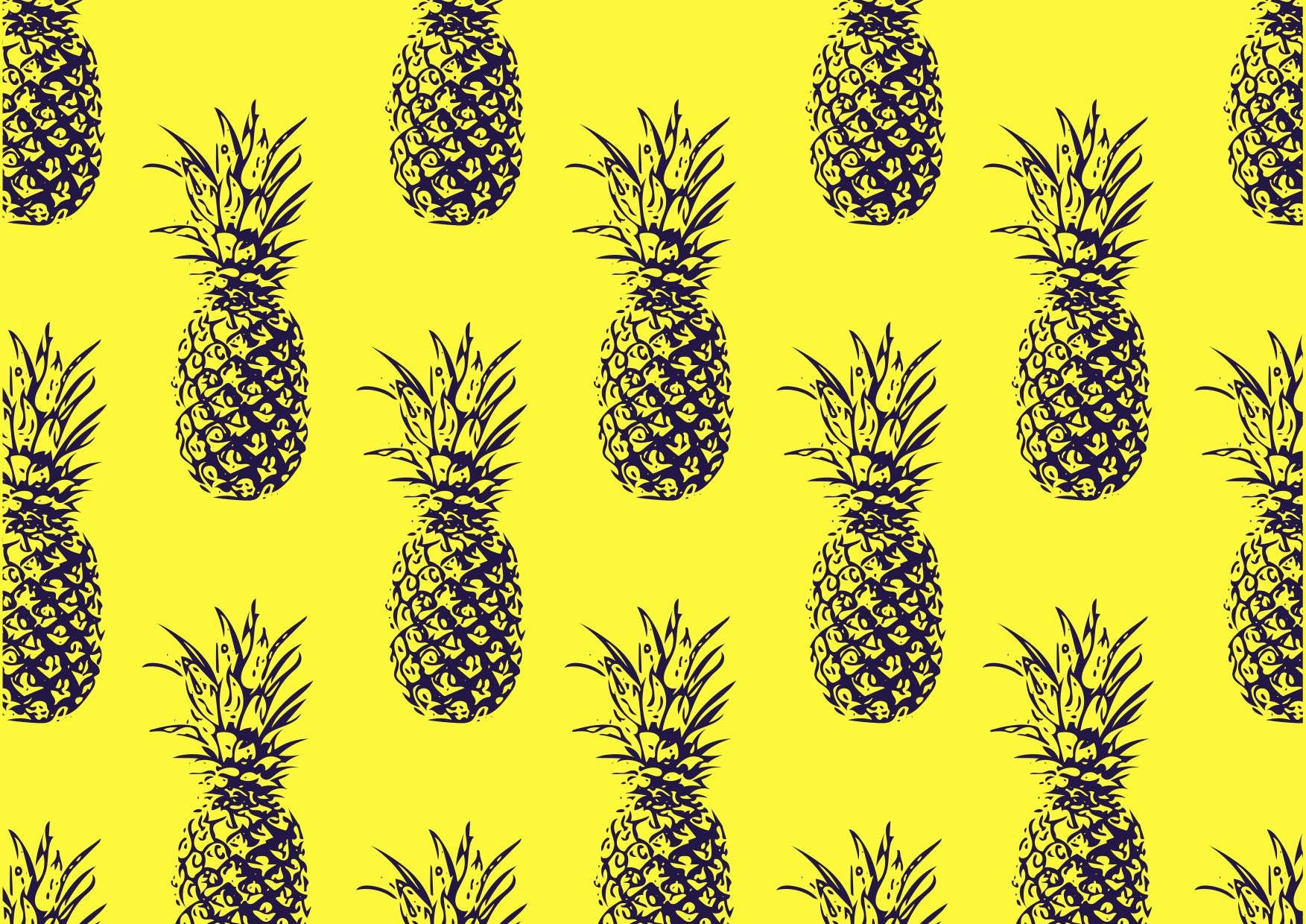 Cute Pineapple Pattern Neon Yellow Background