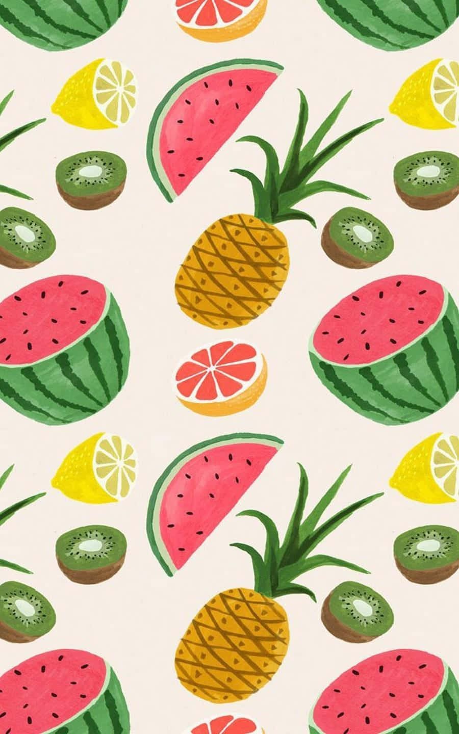Cute Pineapple Tropical Fruits Design Background