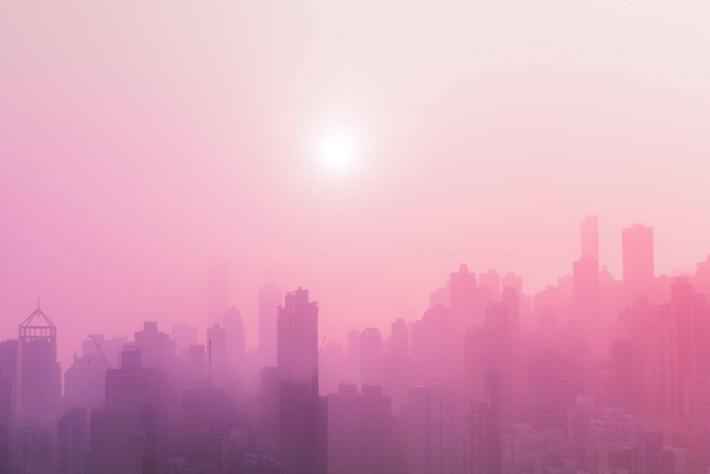 Cute Pink Aesthetic City Skyscraper Background