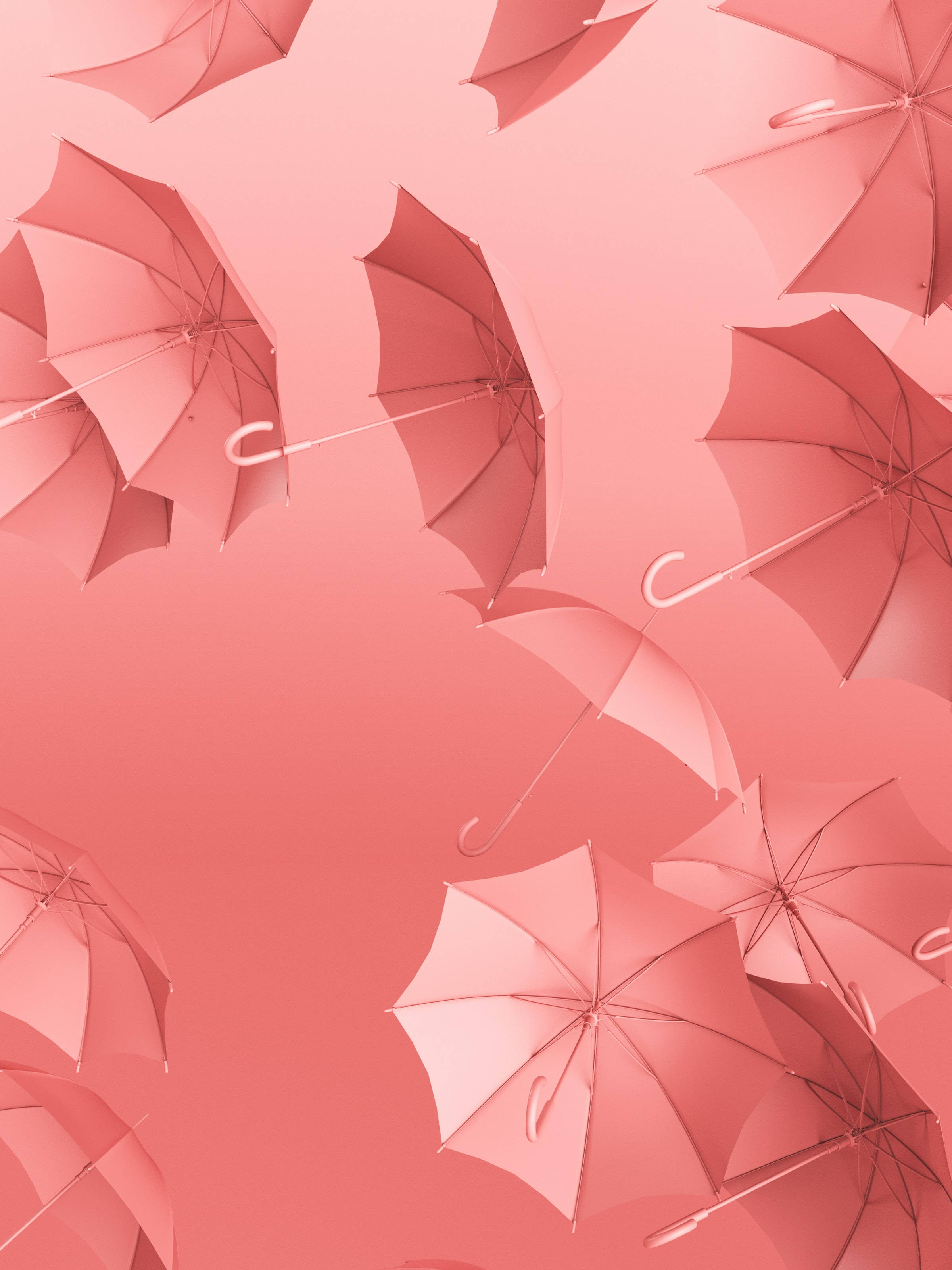 Cute Pink Aesthetic Floating Umbrellas Background