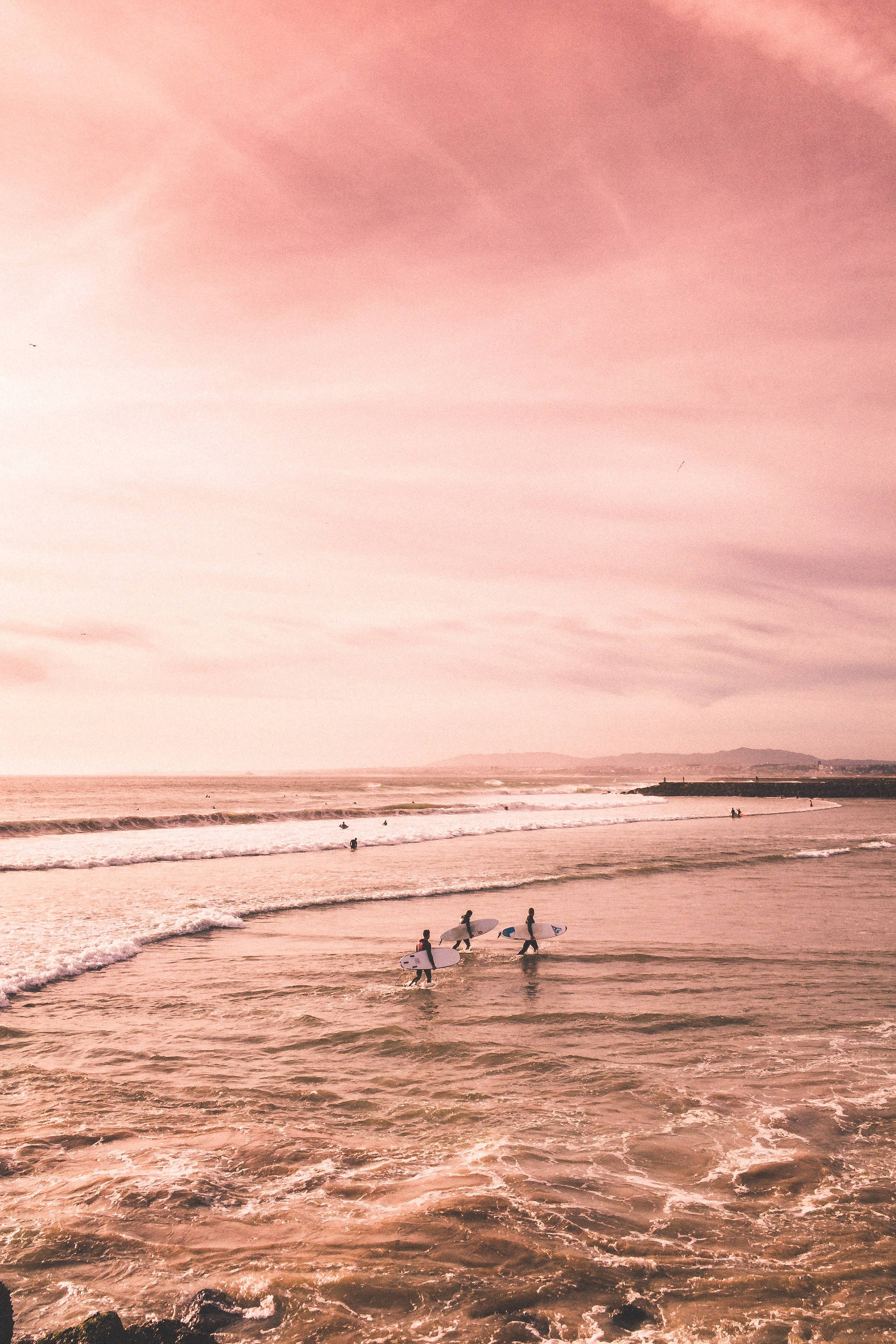 Cute Pink Aesthetic Sky And Ocean Background