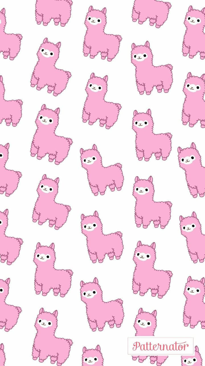 Cute Pink Alpaca Pattern Art Background