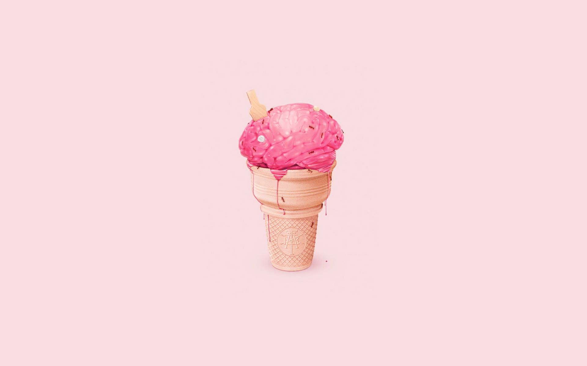 Cute Pink Brain Ice Cream Background